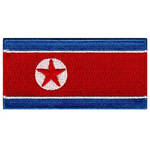 Cypress Collectibles - Shimoliy Kore bayrog'i yamog'i - Premium kashta tikilgan applikatsiya - Osiyo mamlakatlari dazmollanadigan yamog'i - Olchamlari: 3,5