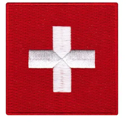 Cypress Collectibles - Shveytsariya Bayrog'i Yamog'i - Premium Kashta Applikatsiya - Yevropa Mamlakati Dazmollanadigan Yamog'lar - Olchamlari: 2,5