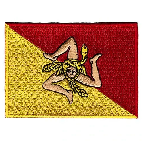 Cypress Collectibles - Sicilya bayrog'i yamog'i - Premium kashtado'zlik applikatsiyasi - Yevropa davlatining dazmollanadigan yamog'i - O'lchamlari: 3,5