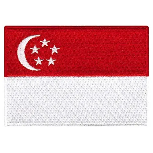 Cypress Collectibles - Singapur Bayrog'i Patch - Premium Kashtado'zlik Applikatsiyasi - Osiyo Mamlakati Dazmol Patchlari - Olchamlari: 3.5