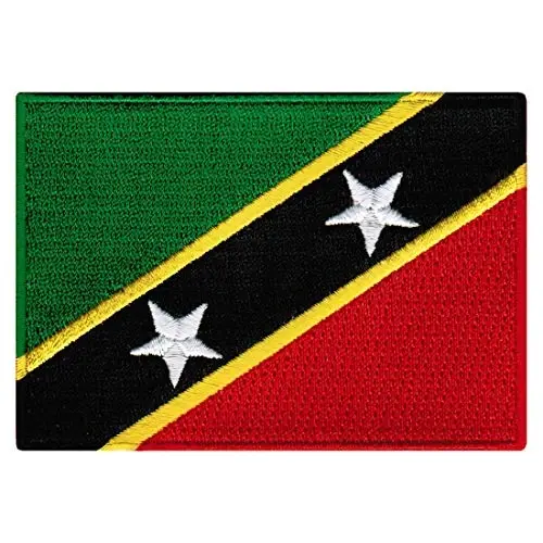 Cypress Collectibles - St. Kitts and Nevis Flag Patch - Premium Embroidered Appliqué - Carribean Country Iron On Patches - Dimensions: 3.5