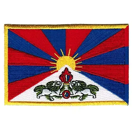 Cypress Collectibles - Tibet Flag Patch - Premium Embroidered Appliqué - Asian Country Iron On Patches - Dimensions: 3.5