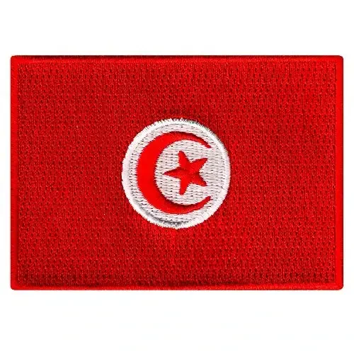 Cypress Collectibles - Tunis bayrog'i yamog'i - Premium kashta tikilgan applikatsiya - Afrika mamlakati dazmollanadigan yamalar - Olchamlari: 3,5