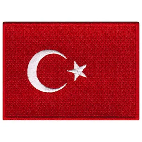 Cypress Collectibles - Turkiya bayrog'i yamog'i - Premium kashtado'zlik applikatsiyasi - Yevropa mamlakati dazmollanadigan yamog'lar - O'lchamlari: 3,5