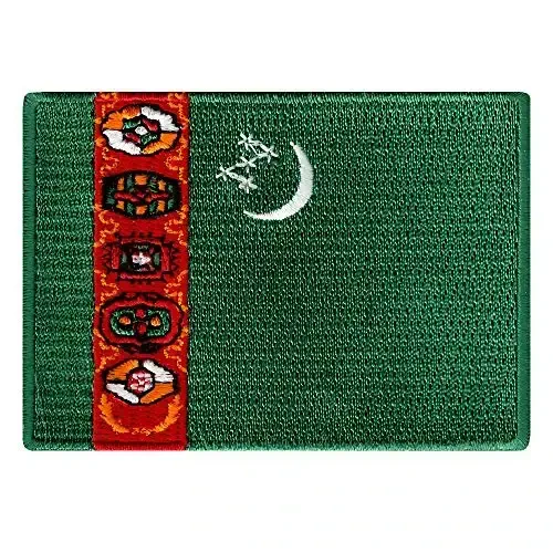 Cypress Collectibles - Turkmaniston bayrog'i yamog'i - Premium kashta tikilgan applikatsiya - Osiyo mamlakati dazmollanadigan yamalar - Olchamlari: 3,5