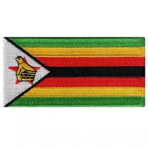 Cypress Collectibles - Zimbabwe Flag Patch - Premium Embroidered Appliqué - African Country Iron On Patches - Dimensions: 3.5