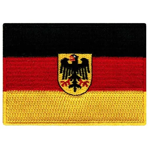Cypress Collectibles - Germany with Eagle Flag Patch - Embroidered Appliqué - European Country Iron On Patches - Dimensions: 3.5