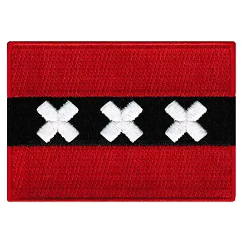 Cypress Collectibles - Amsterdam Flag Patch - Premium Embroidered Appliqué - European Country Iron On Patches - Dimensions: 3.5