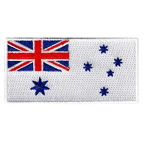 Cypress Collectibles - Australia White Flag Patch - Premium Embroidered Appliqué - Oceania Country Iron On Patches - Dimensions: 3.5