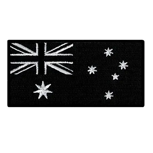 Cypress Collectibles - Australia Black Flag Patch - Premium Embroidered Appliqué - Oceania Country Iron On Patches - Dimensions: 3.5