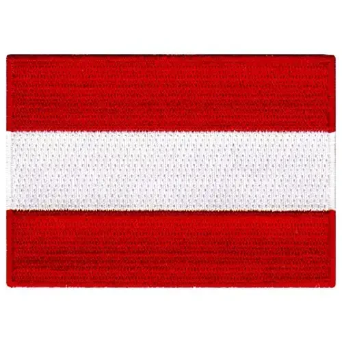 Cypress Collectibles - Austria Flag Patch - Premium Embroidered Appliqué - European Country Iron On Patches - Dimensions: 3.5