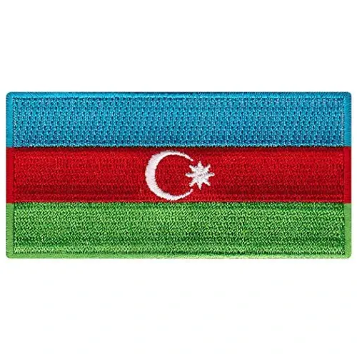 Cypress Collectibles - Azerbaijan Flag Patch - Premium Embroidered Appliqué - Asian Country Iron On Patches - Dimensions: 3.5