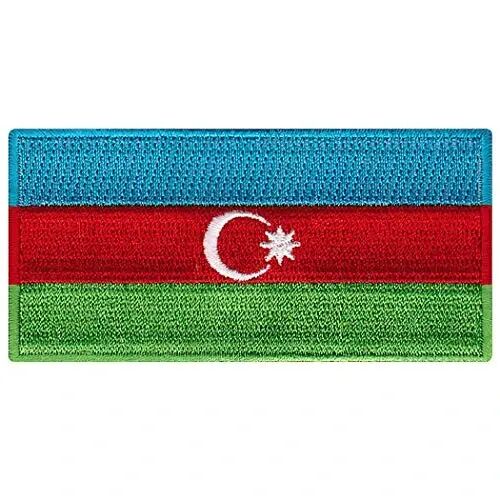 Cypress Collectibles - Azerbaijan Flag Patch - Premium Embroidered Appliqué - Asian Country Iron On Patches - Dimensions: 3.5