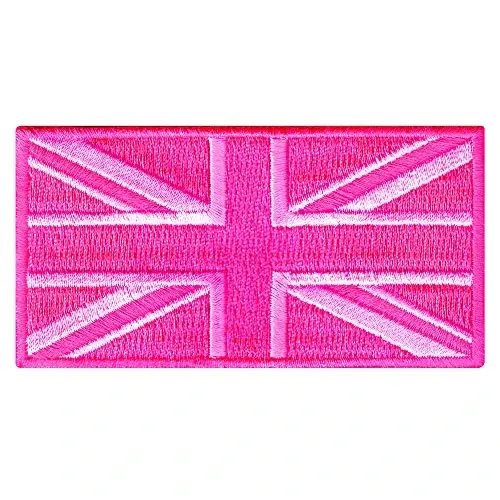 Cypress Collectibles - United Kingdom Pink Flag Patch - Premium Embroidered Appliqué - UK Iron On Patches - Dimensions: 3.5