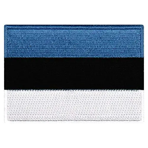 Cypress Collectibles - Estonia Flag Patch - Premium Embroidered Appliqué - European Country Iron On Patches - Dimensions: 3.5