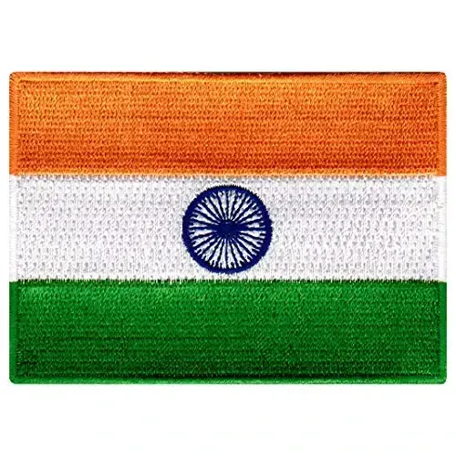 Cypress Collectibles - India Flag Patch - Premium Embroidered Appliqué - Asian Country Iron On Patches - Dimensions: 3.5