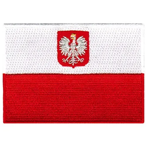 Cypress Collectibles - Poland with Eagle Flag Patch - Premium Embroidered Appliqué - European Country Iron On Patches - Dimensions: 3.5