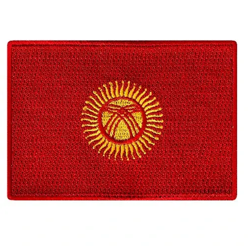 Cypress Collectibles - Kyrgyzstan Flag Patch - Premium Embroidered Appliqué - Asian Country Iron On Patches - Dimensions: 3.5