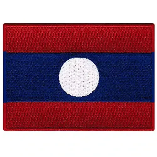 Cypress Collectibles - Laos Flag Patch - Premium Embroidered Appliqué - Asian Country Iron On Patches - Dimensions: 3.5