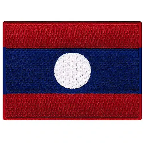 Cypress Collectibles - Laos Flag Patch - Premium Embroidered Appliqué - Asian Country Iron On Patches - Dimensions: 3.5