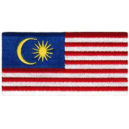 Cypress Collectibles - Malaysia Flag Patch - Premium Embroidered Appliqué - Asian Country Iron On Patches - Dimensions: 3.5