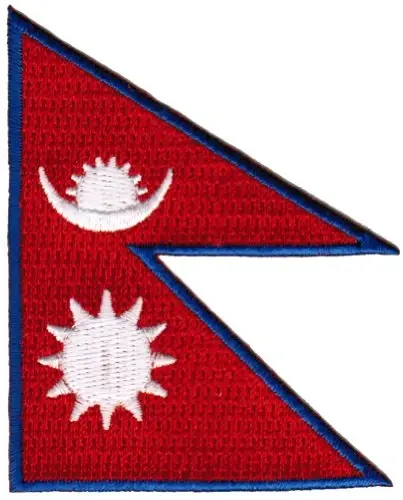 Cypress Collectibles - Nepal Flag Patch - Premium Embroidered Appliqué - Asian Country Iron On Patches - Dimensions: 3