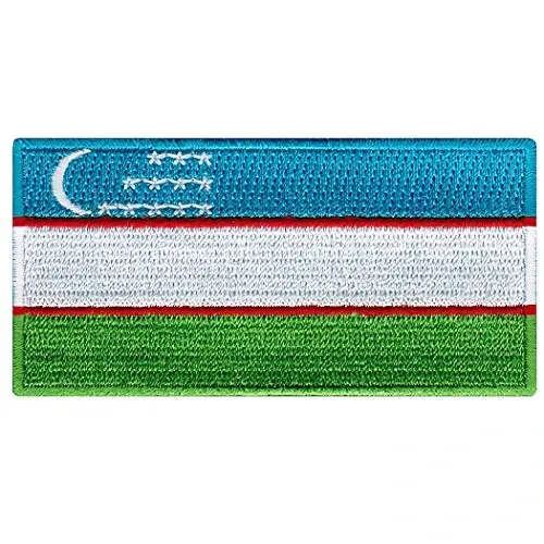 Cypress Collectibles - Uzbekistan Flag Patch - Premium Embroidered Appliqué - Asian Country Iron On Patches - Dimensions: 3.5