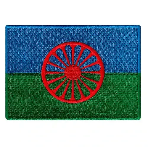 Cypress Collectibles - Roma/Gypsy Flag Patch - Premium Embroidered Appliqué - European Country Iron On Patches - Dimensions: 3.5