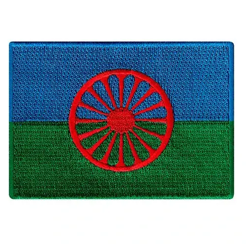 Cypress Collectibles - Roma/Gypsy Flag Patch - Premium Embroidered Appliqué - European Country Iron On Patches - Dimensions: 3.5