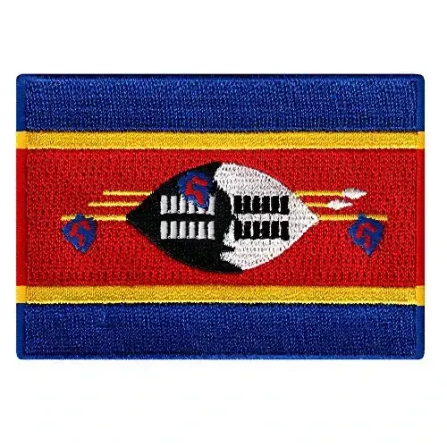 Cypress Collectibles - Swaziland Eswatini Flag Patch - Premium Embroidered Appliqué - African Country Iron On Patches - Dimensions: 3.5