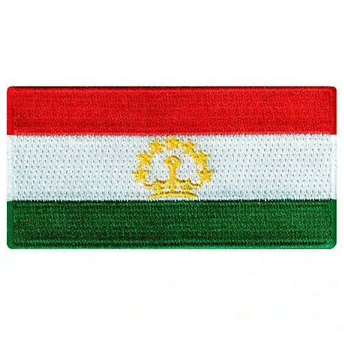 Cypress Collectibles - Tajikistan Flag Patch - Premium Embroidered Appliqué - Asian Country Iron On Patches - Dimensions: 3.5