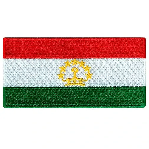 Cypress Collectibles - Tajikistan Flag Patch - Premium Embroidered Appliqué - Asian Country Iron On Patches - Dimensions: 3.5