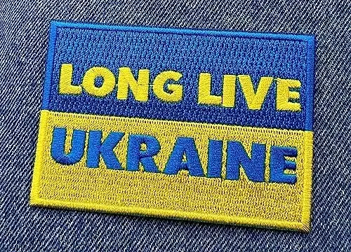 Cypress Collectibles - Long Live Ukraine Flag Patch - Premium Embroidered Appliqué - European Country Iron On Patches - Dimensions: 3.5