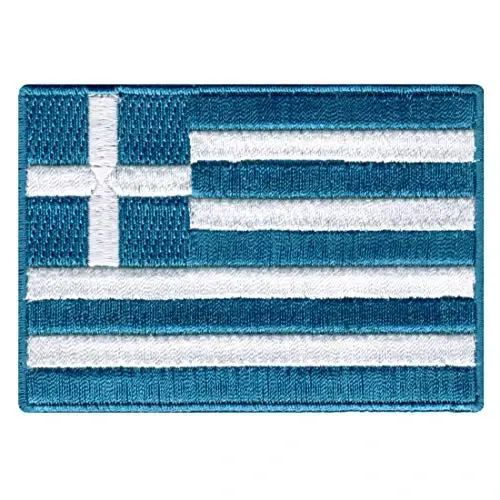 Cypress Collectibles - Greece Flag Patch - Embroidered Appliqué - European Country Iron On Patches - Dimensions: 3.5