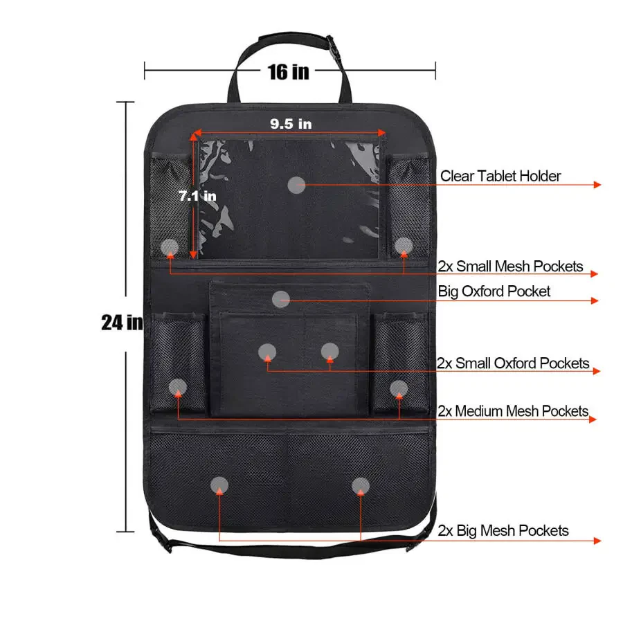 CYRICO Avtomobil Orqa O'rindiq Tashkilotchisi 2 Paket, Bolalar Uchun Planshet Uslagichi va Avtomobil Omboriga Ega Tekmelashtirgich Zich, Orqa O'rindiq Avtomobil Tashkilotchilari Sayohat Aksessuarlari - 3