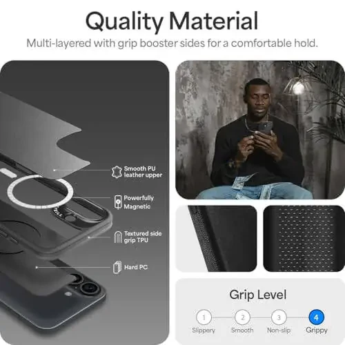 CYRILL iPhone 16 Teri Qopqoni, Vegan Teri Telefon Qopqoni, MagSafe Bilan Mos Muvofiq - 5