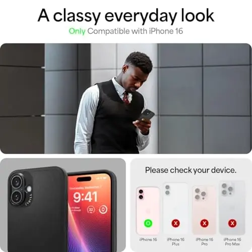 CYRILL iPhone 16 Teri Qopqoni, Vegan Teri Telefon Qopqoni, MagSafe Bilan Mos Muvofiq - 1