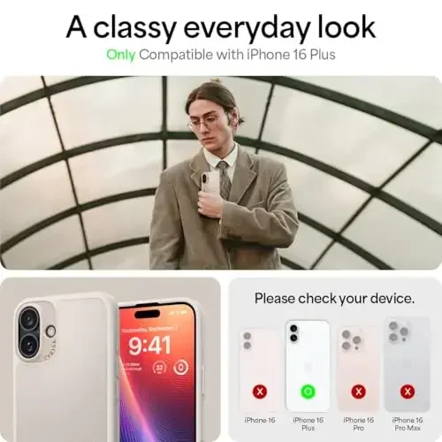 CYRILL Kajuk iPhone 16 Plus uchun Mag bilan mos keladigan charm g'ilof, iPhone 16 Plus uchun charm premium vegan telefon g'ilofi [zarbani yutuvchi] bamperlar bilan [MagSafe bilan mos keladi] - Krem - 3