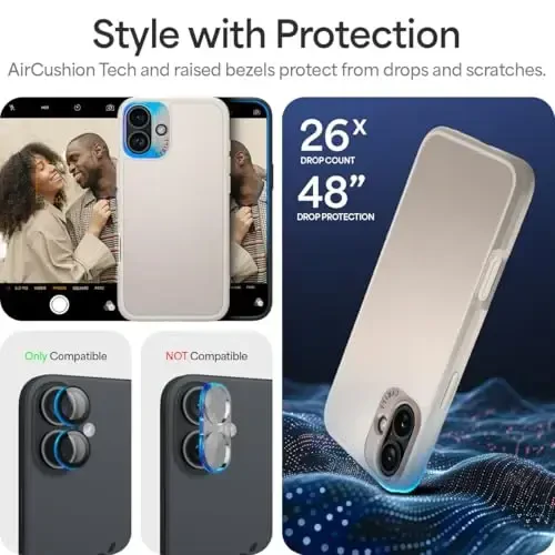 CYRILL Kajuk Mag Compatible with iPhone 16 Plus Case Leather, Premium Vegan Leather Phone Case for iPhone 16 Plus with [Shock-Absorbent] Bumpers [Compatible with MagSafe] - Cream - 7