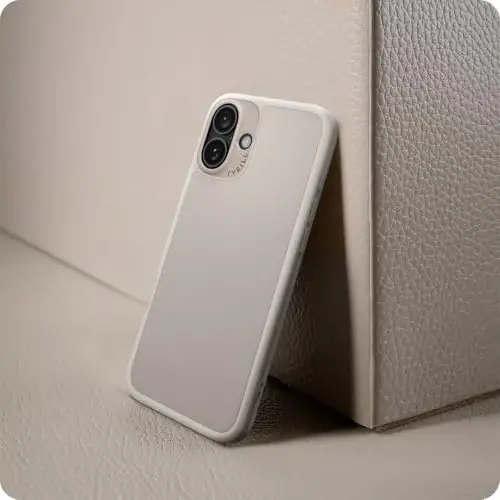 CYRILL Kajuk Mag Compatible with iPhone 16 Plus Case Leather, Premium Vegan Leather Phone Case for iPhone 16 Plus with [Shock-Absorbent] Bumpers [Compatible with MagSafe] - Cream - 2
