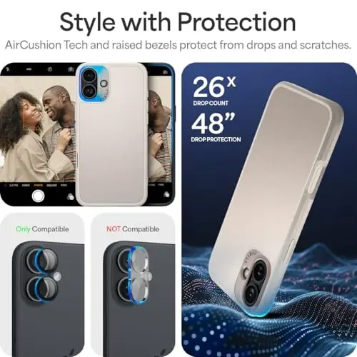CYRILL Kajuk Mag Compatible with iPhone 16 Plus Case Leather, Premium Vegan Leather Phone Case for iPhone 16 Plus with [Shock-Absorbent] Bumpers [Compatible with MagSafe] - Cream - 7
