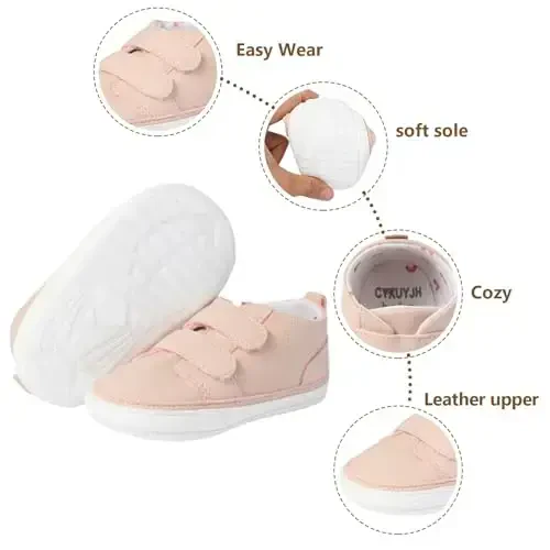 CYXUYJH Baby Infant Dress Shoes Boys Girls First Walking Non-Slip PU Leather Sneakers Toddler Crib Shoes Newborn Loafers Flats - 4