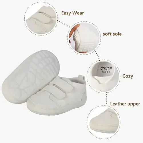 CYXUYJH Baby Infant Dress Shoes Boys Girls First Walking Non-Slip PU Leather Sneakers Toddler Crib Shoes Newborn Loafers Flats - 4
