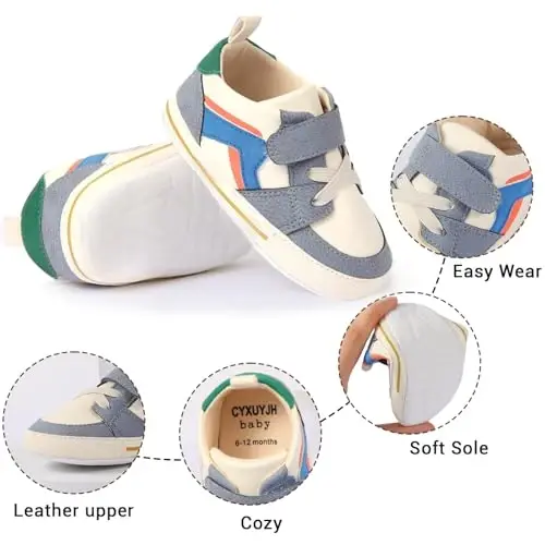 CYXUYJH Baby Infant Dress Shoes Boys Girls First Walking Non-Slip PU Leather Sneakers Toddler Crib Shoes Newborn Loafers Flats - 5