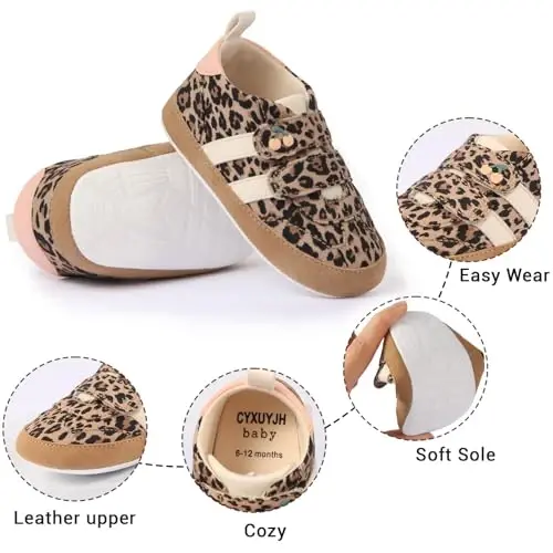 CYXUYJH Baby Infant Dress Shoes Boys Girls First Walking Non-Slip PU Leather Sneakers Toddler Crib Shoes Newborn Loafers Flats - 5