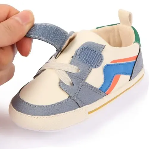 CYXUYJH Chaqaloqlar uchun ko'ylak poyabzali O'g'il qizlar Birinchi yurish Sürüşmaydigan PU teri krossovkalari Kichkintoylar uchun beshik poyabzali Yangi tug'ilgan chaqaloqlar uchun loafers tekis poyabzal - 2