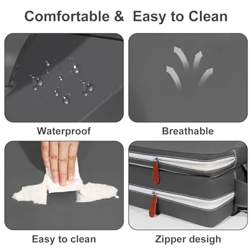 Czrrzl Toddler Booster Seat for Dining Table Kitchen Chair, Waterproof Non-Slip with Backrest & Adjustable Straps, Portable PU Travel Baby Kids Booster Seat Cushion - 6