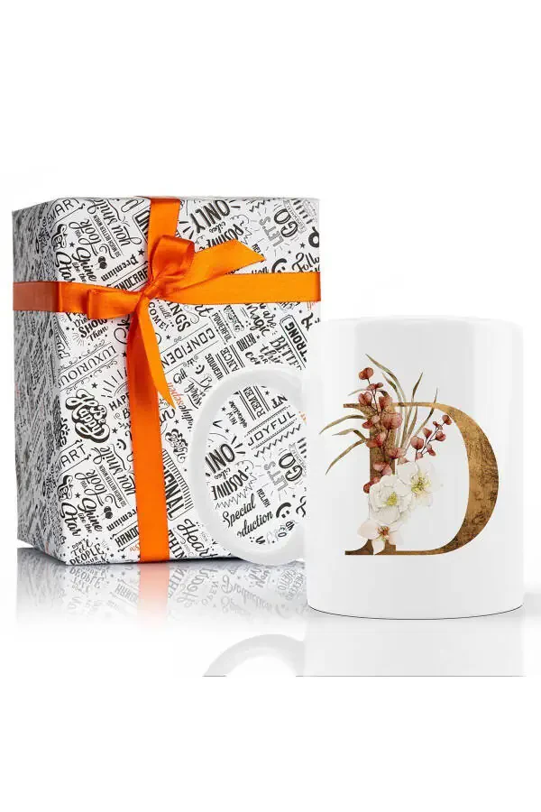 D Letter Mug - D Letter Personalized Flower Design Tea / Coffee Cup - 7