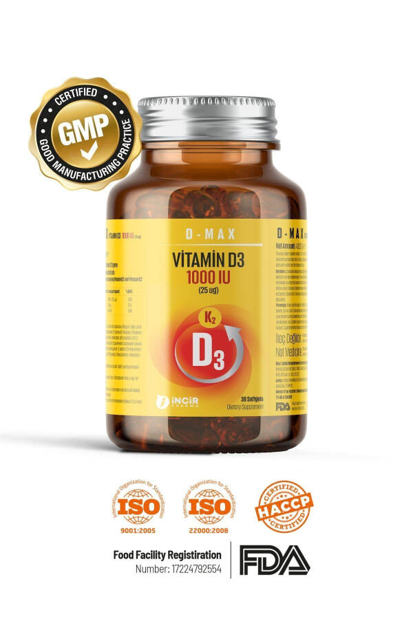 D-max Vitamin D3k2 Vitamin C İçerikli 30 Adet Soft Jel Kapsül Yüksek Emilim Düzeyine Sahip Formül - 27