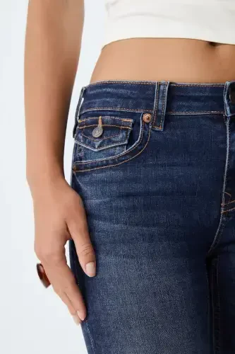 D04 low waist flared jeans-FADED EFFECT MEDIUM BLUE DENIM - 4